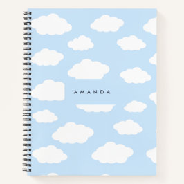 Cuaderno Personalizado Monograma Cute Girly Blue Cloud Rega