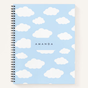 Cuaderno Personalizado Monograma Cute Girly Blue Cloud Rega