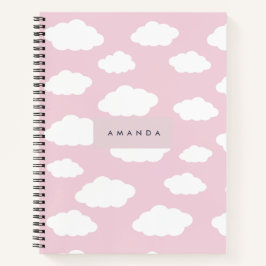 Cuaderno Personalizado Monograma Cute Girly Pink Cloud Gift