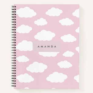 Cuaderno Personalizado Monograma Cute Girly Pink Cloud Gift