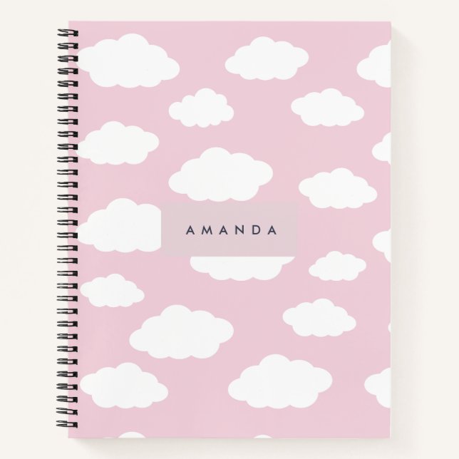 Cuaderno Personalizado Monograma Cute Girly Pink Cloud Gift (Anverso)