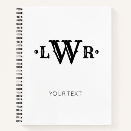 Cuaderno Personalizado Monograma de tres letras Elegante ne