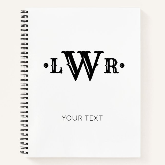 Cuaderno Personalizado Monograma de tres letras Elegante ne (Anverso)