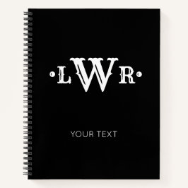 Cuaderno Personalizado Monograma de tres letras Elegante ne