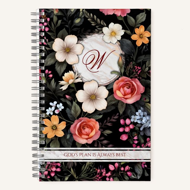 Cuaderno Personalizado Monograma Floral (Anverso)
