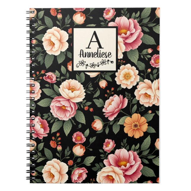Cuaderno Personalizado Monograma Floral María Delany Inspir (Frente)