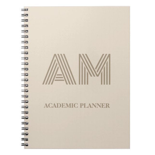 Cuaderno Personalizado Monograma Geométrico Beige  (Frente)