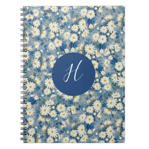 Cuaderno Personalizado Monograma inicial Daisies Portátil