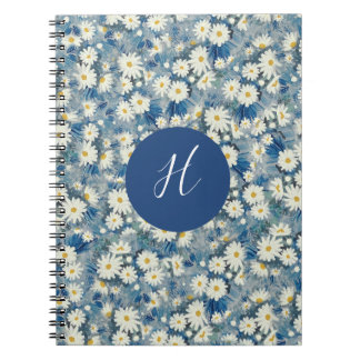Cuaderno Personalizado Monograma inicial Daisies Portátil F