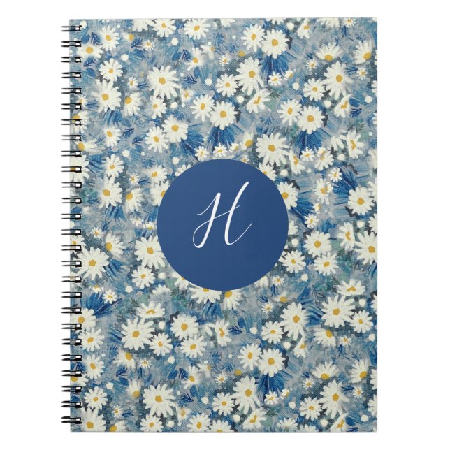 Cuaderno Personalizado Monograma inicial Daisies Portátil F (Frente)