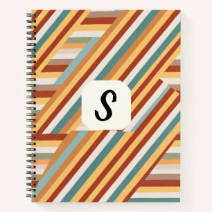 Cuaderno Personalizado Monograma Moderno Retro 70 Deluxe ge