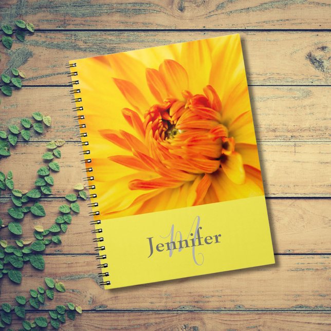 Cuaderno Personalizado Monograma Naranja Yellow Dahlia (Subido por el creador)