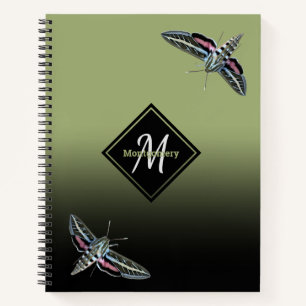 Cuaderno Personalizado Monograma Nombre Ombre Verde Moda Es