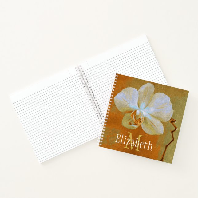 Cuaderno Personalizado Monograma Orquídea Dorada Artística (Interior)