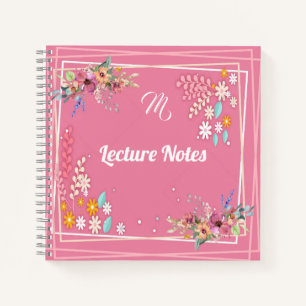 Cuaderno Personalizado Monograma Pastel suave Lección Flora