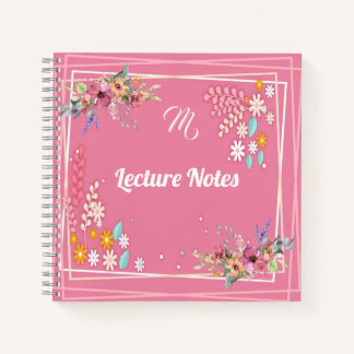 Cuaderno Personalizado Monograma Pastel suave Lección Flora
