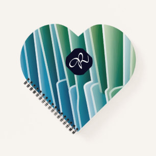 Cuaderno Personalizado Monograma Verde Azul Resumen Espiral