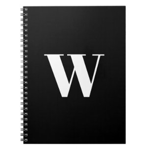 Cuaderno Personalizado monogramado blanco negro inicial ele
