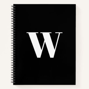 Cuaderno Personalizado monogramado blanco negro inicial ele
