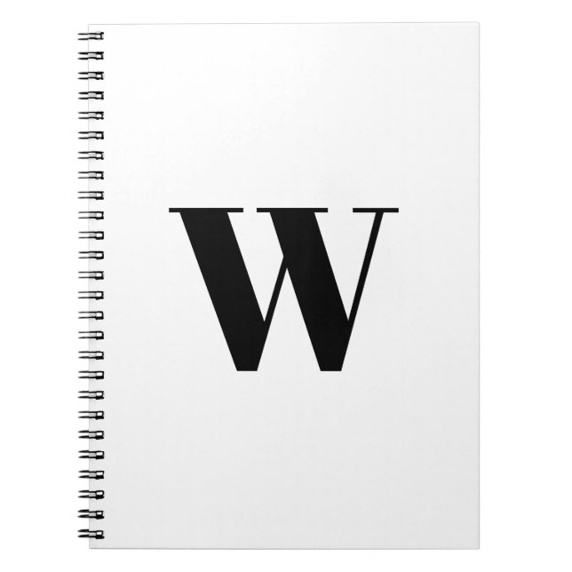 Cuaderno Personalizado monogramado blanco negro inicial ele (Frente)