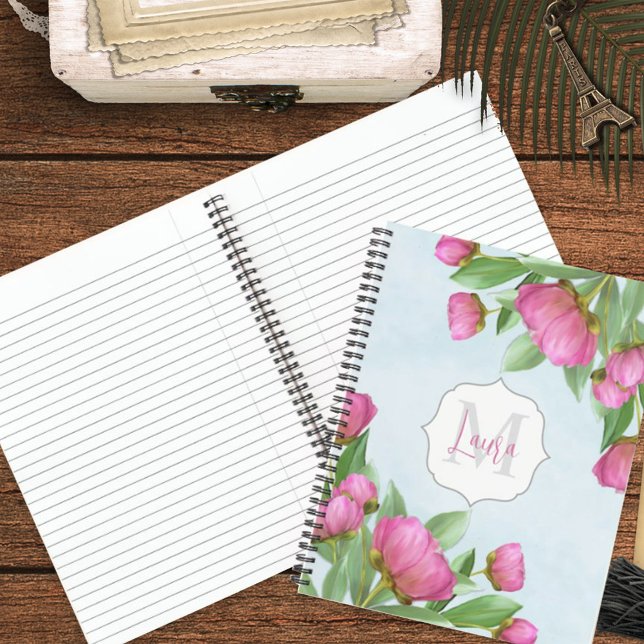 Cuaderno Personalizado Monogramado de Cute Floral Rosa (Subido por el creador)