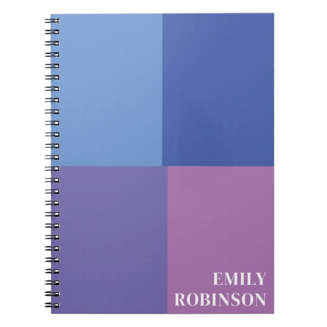 Cuaderno Personalizado morado azul de bloque de color (Frente)