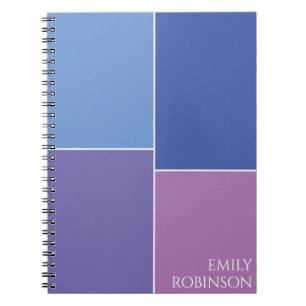 Cuaderno Personalizado morado azul de bloque de color