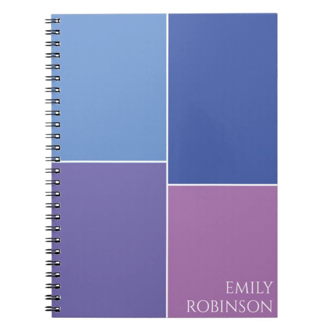 Cuaderno Personalizado morado azul de bloque de color (Frente)