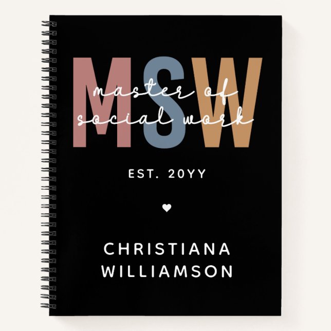 Cuaderno Personalizado MSW Master en Obra Social Graduación (Anverso)