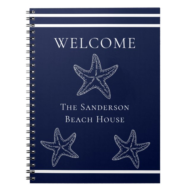 Cuaderno Personalizado Nautical White Navy playa de Blue St (Frente)
