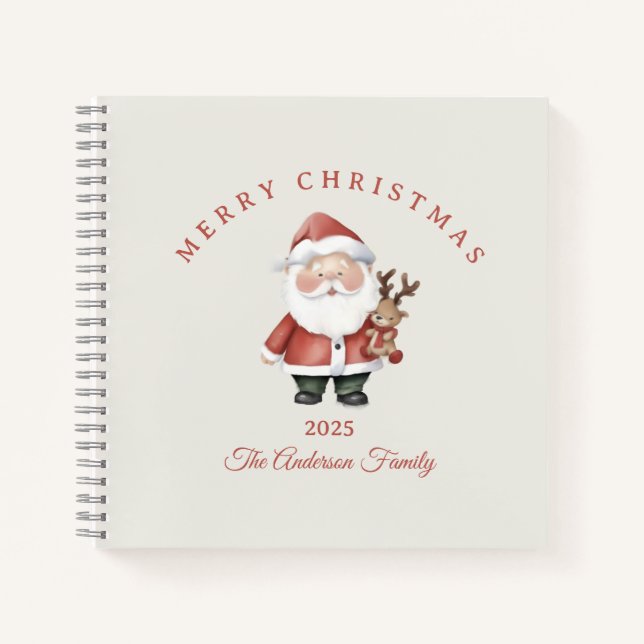 Cuaderno Personalizado Navidades de color Santa acuarela re (Anverso)