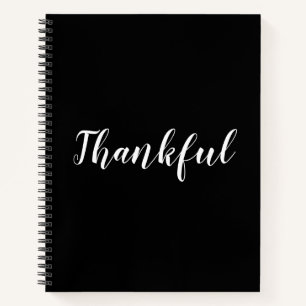 Cuaderno Personalizado negro agradecido texto elegante