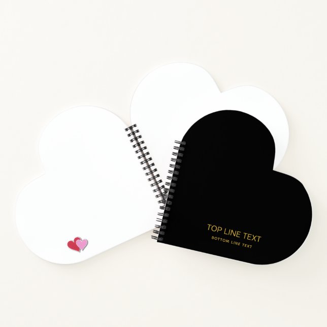 Cuaderno personalizado negro con forma de corazón  (Interior)
