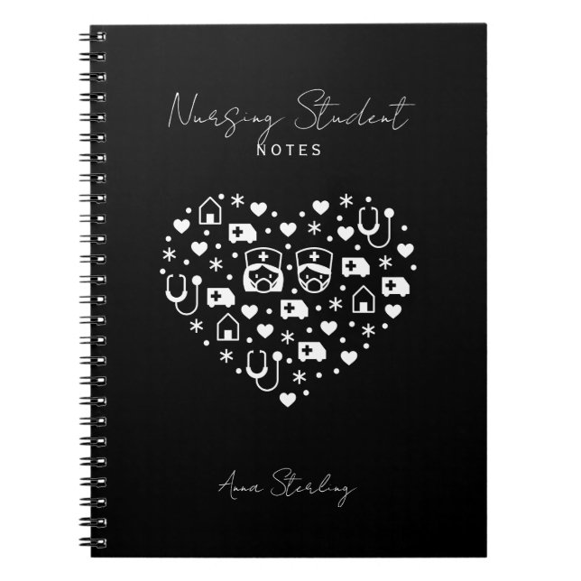 Cuaderno Personalizado Negro Minimalista para Estu (Frente)