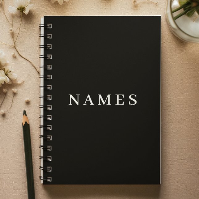 Cuaderno Personalizado negro simple Añadir su nombre elegan (Subido por el creador)