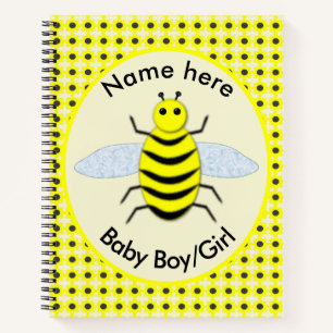 Cuaderno Personalizado Neutral de Abeja Amarilla Cute Géner
