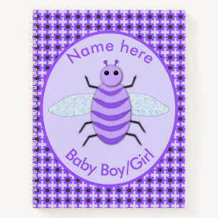 Cuaderno Personalizado Neutral de Abeja Cute Purple Bee
