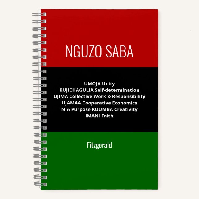 Cuaderno Personalizado NGUZO SABA 7 Principios Kwanzaa Jour (Anverso)