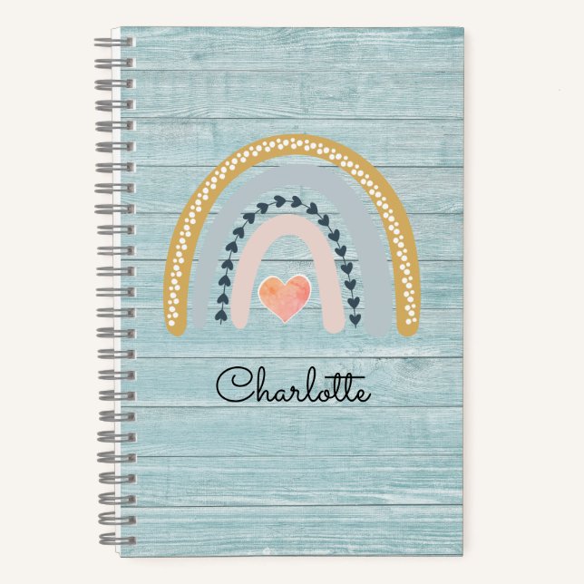 Cuaderno Personalizado Niño/a Arcoíris Boho Acuare (Anverso)