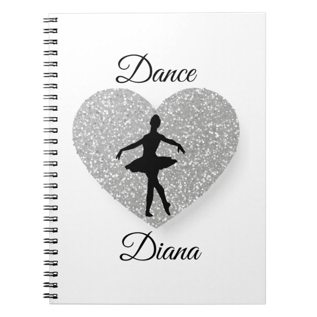 Cuaderno personalizado Nombre del bailarín, Corazón de bail (Frente)