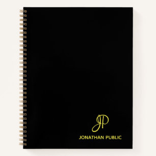 Cuaderno Personalizado Nombre del Monograma Dorado Escrito