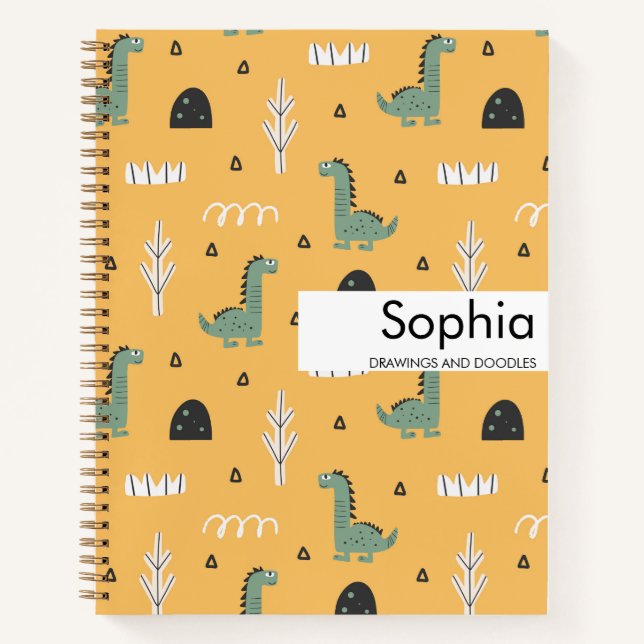 Cuaderno Personalizado Nombre Niños Patrón Diverti (Anverso)