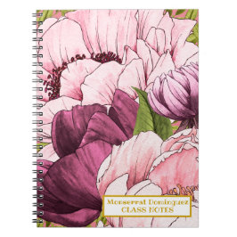 Cuaderno Personalizado Nombre Oro Sofisticadas Flores De Pe