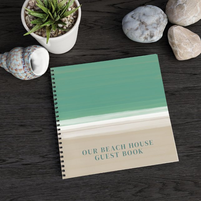 Cuaderno Personalizado Ocean Beach House Square Guest Book (Just add your Beach House name!)