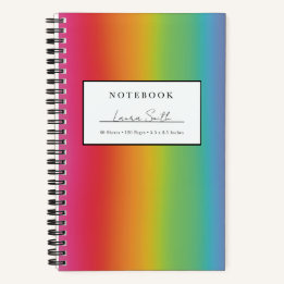 Cuaderno Personalizado Ombré Arcoíris Brillante