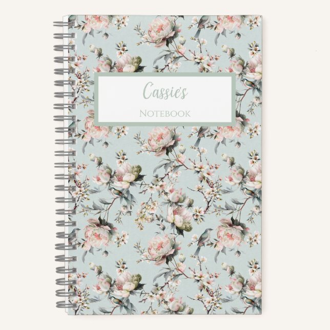 Cuaderno Personalizado Pájaro en Flor (Anverso)