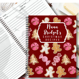 Cuaderno Personalizado para Nana Receta de Navidad Roja Cut