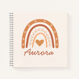 Cuaderno personalizado para niños boho arcoíris de