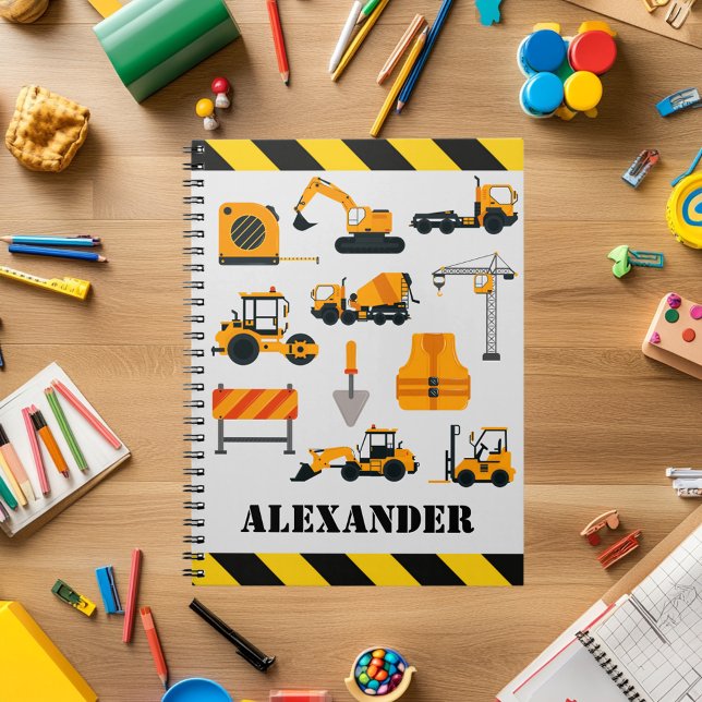Cuaderno Personalizado para Niños de Excavadoras d (Subido por el creador)