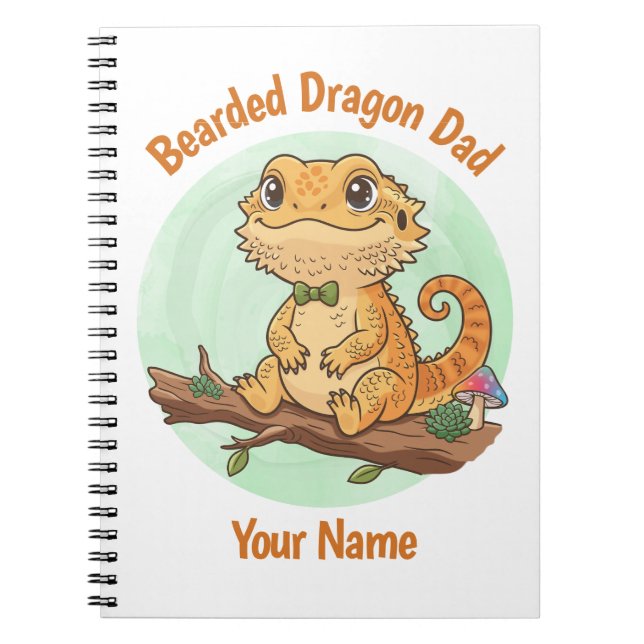 Cuaderno personalizado para papá de dragón barbudo (Frente)